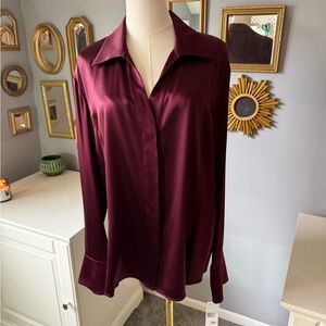Lafayette 148 New York silk blouse in Beet Color